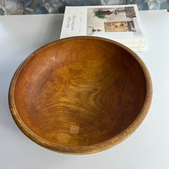 Antique Solid Wood Dough Bowl Smooth Finish 12” Primitive Rustic Cottage - Picture 4 of 8